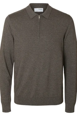 Selected Jersey polo media cremallera 100% algodón. Gris Online