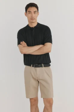 Pedro del Hierro Jersey polo premium manga corta algodón estructura vertical Negro Discount