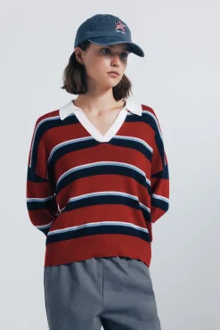 Springfield Jersey polo rayas rojo Online