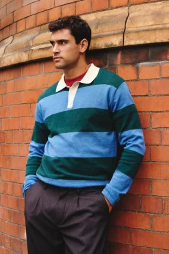 Springfield Jersey polo rayas anchas verde Hot