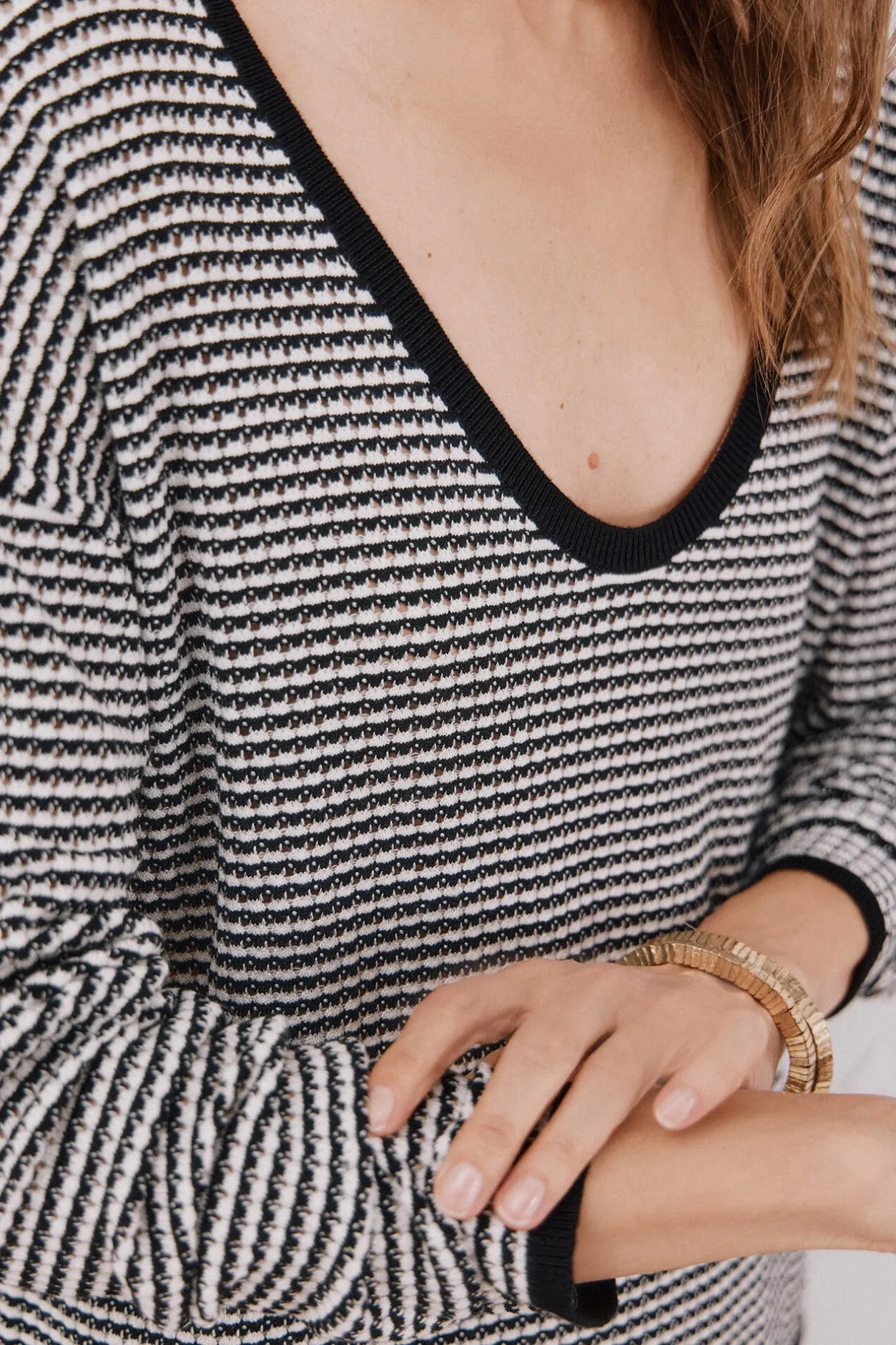 Cortefiel Jersey punto bicolor Negro Clearance