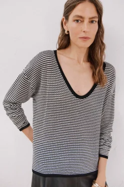 Cortefiel Jersey punto bicolor Negro Clearance