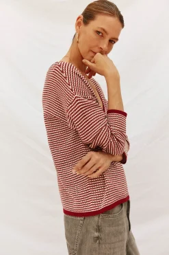 Cortefiel Jersey punto bicolor Granate