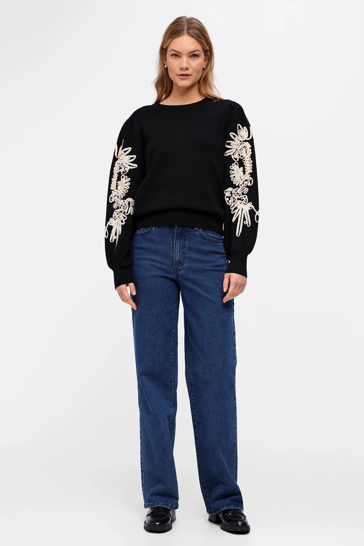 Object Jersey punto bordado Negro Clearance