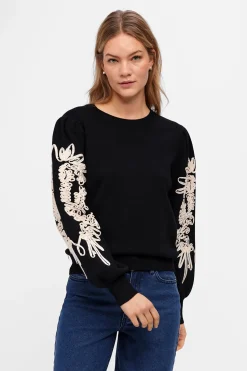 Object Jersey punto bordado Negro Clearance