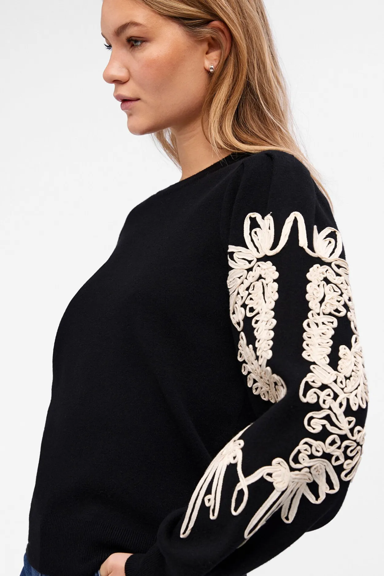 Object Jersey punto bordado Negro Clearance