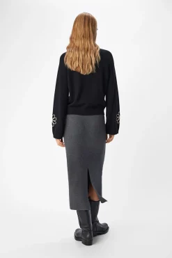 Object Jersey punto bordado flor Negro Discount