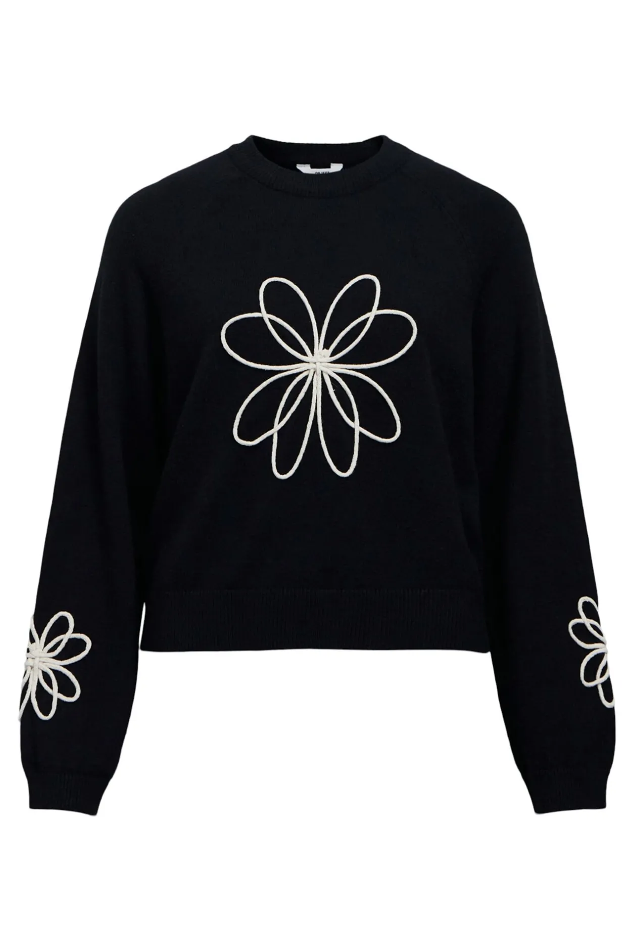 Object Jersey punto bordado flor Negro Discount