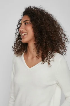Vila Jersey punto cuello pico Blanco Sale