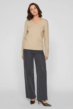 Vila Jersey punto cuello pico Marr&oacute;n Hot