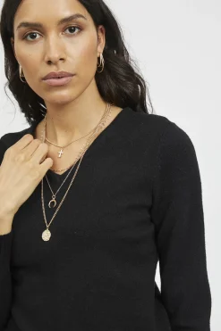 Vila Jersey punto cuello pico Negro Online