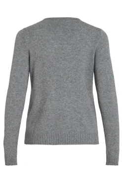 Vila Jersey punto cuello pico Gris Discount