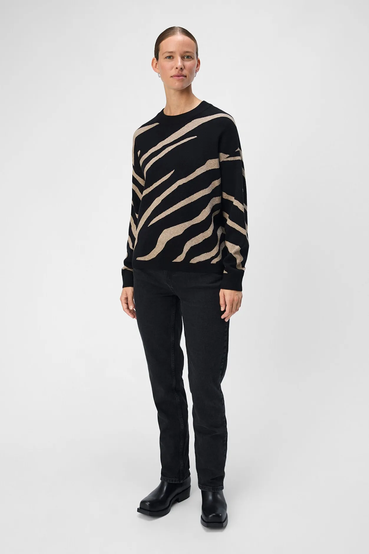 Object Jersey punto estampado Negro Sale