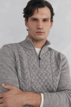 Pedro del Hierro Jersey punto estructura lana cremallera Gris Best