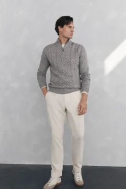 Pedro del Hierro Jersey punto estructura lana cremallera Gris Best