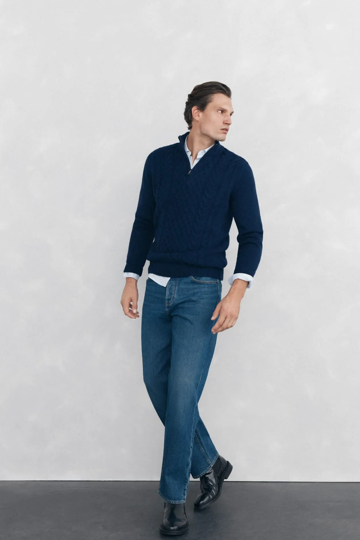 Pedro del Hierro Jersey punto estructura lana cremallera Azul Best