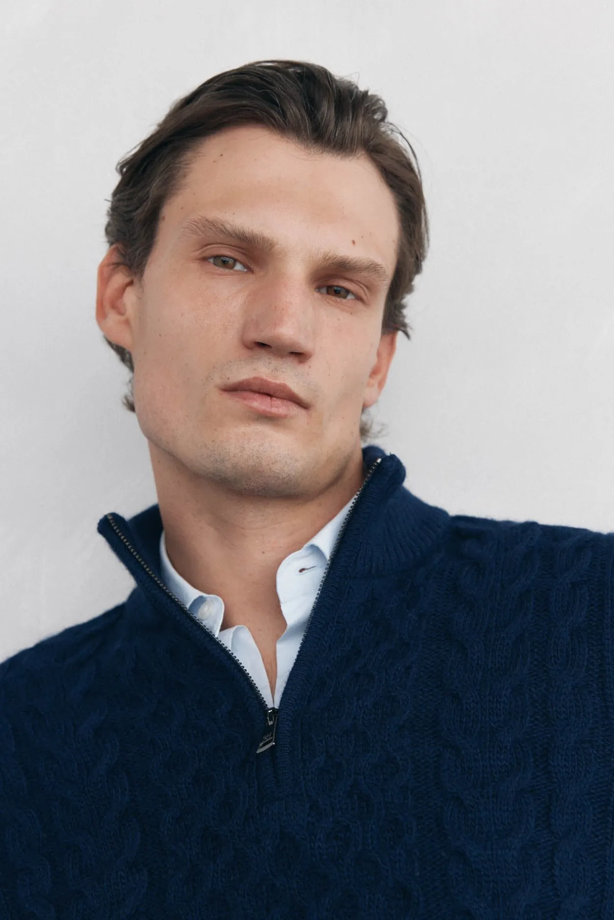 Pedro del Hierro Jersey punto estructura lana cremallera Azul Best