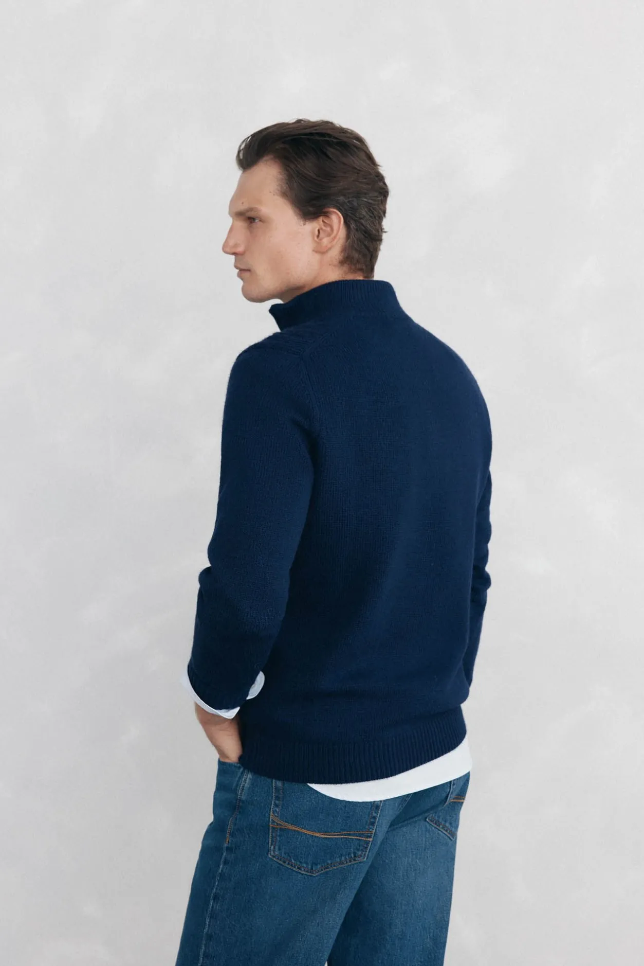 Pedro del Hierro Jersey punto estructura lana cremallera Azul Best