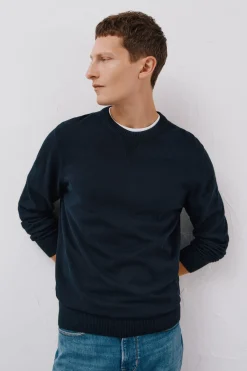 Cortefiel Jersey punto fino algodón cuello redondo Azul marino Best