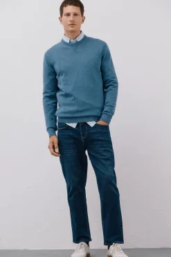 Cortefiel Jersey punto fino algodón cuello redondo Azul Outlet