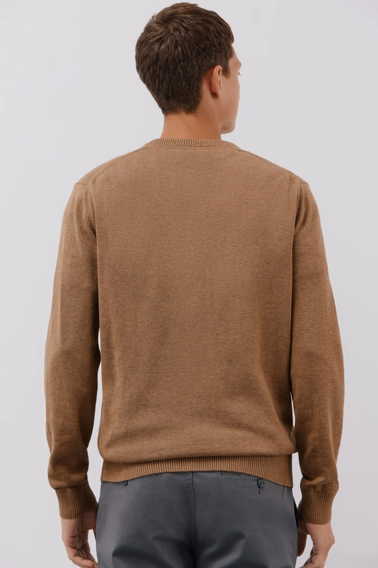 Cortefiel Jersey punto fino algodón cuello pico Beige Online