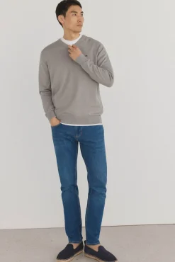 Pedro del Hierro Jersey punto fino algodón premium cuello pico Gris Outlet