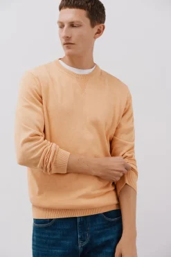 Cortefiel Jersey punto fino algodón cuello redondo Naranja Clearance