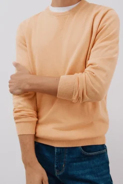 Cortefiel Jersey punto fino algodón cuello redondo Naranja Clearance