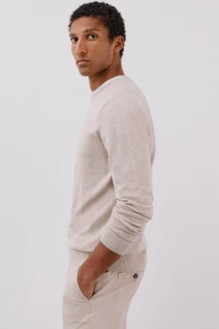 Cortefiel Jersey punto fino algodón cuello redondo Beige Sale