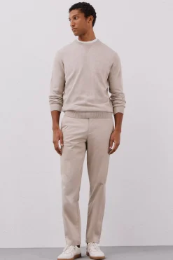 Cortefiel Jersey punto fino algodón cuello redondo Beige Sale