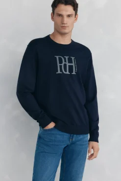 Pedro del Hierro Jersey punto fino big logo Azul Sale