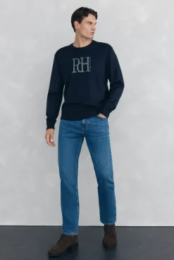 Pedro del Hierro Jersey punto fino big logo Azul Sale