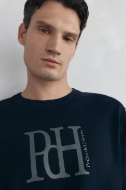 Pedro del Hierro Jersey punto fino big logo Azul Sale