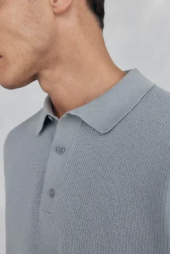Pedro del Hierro Jersey punto fino cuello polo estructura Gris Clearance