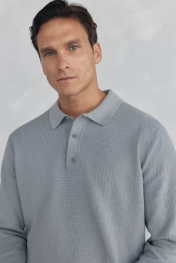 Pedro del Hierro Jersey punto fino cuello polo estructura Gris Clearance