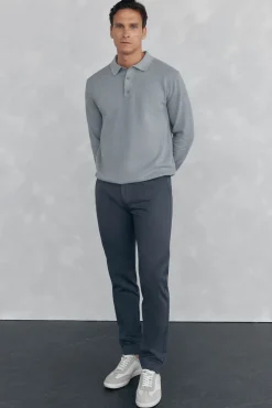 Pedro del Hierro Jersey punto fino cuello polo estructura Gris Clearance