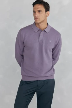 Pedro del Hierro Jersey punto fino cuello polo estructura Morado Hot