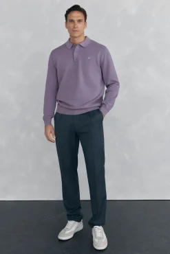 Pedro del Hierro Jersey punto fino cuello polo estructura Morado Hot