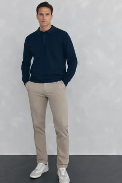 Pedro del Hierro Jersey punto fino cuello polo estructura Azul Clearance