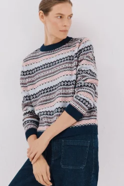 Cortefiel Jersey punto grecas Azul marino Sale