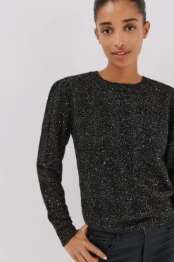 Cortefiel Jersey punto lentejuelas Negro Discount