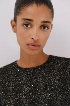 Cortefiel Jersey punto lentejuelas Negro Discount