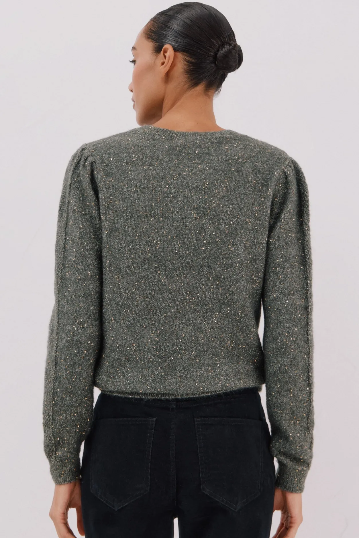 Cortefiel Jersey punto lentejuelas Verde Best