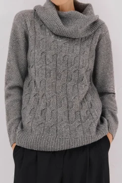 Cortefiel Jersey punto lentejuelas Gris Sale