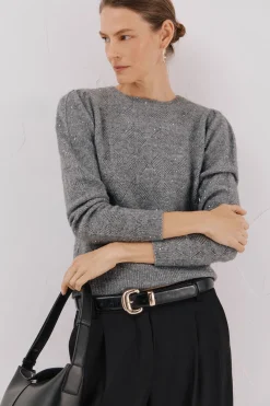 Cortefiel Jersey punto lentejuelas Gris