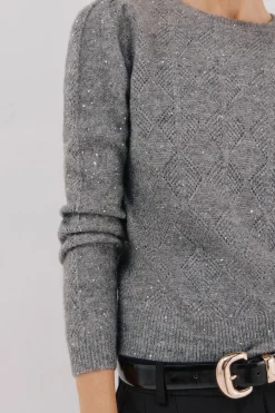 Cortefiel Jersey punto lentejuelas Gris