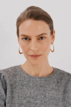 Cortefiel Jersey punto lentejuelas Gris