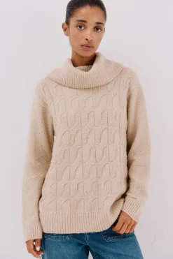 Cortefiel Jersey punto lentejuelas Beige New