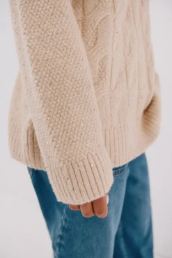 Cortefiel Jersey punto lentejuelas Beige New