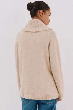 Cortefiel Jersey punto lentejuelas Beige New